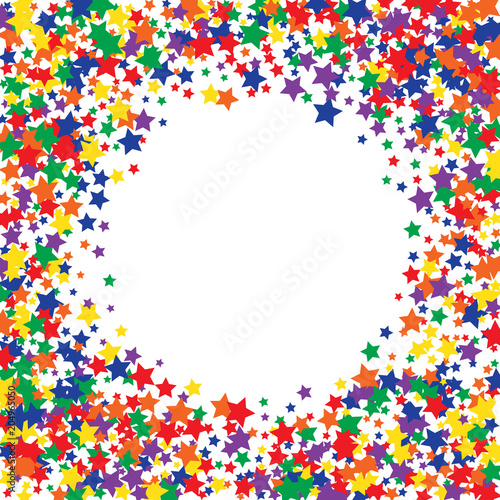 Colorful Stars Confetti, Mystery Sparkling Vector Background. Trendy Glowing Magic Glitter, Lights. Festive Falling Colorful Stars Confetti for Ads, Posters. 