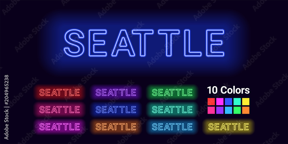 Neon name of Seattle city