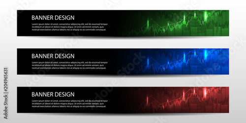Banners with economic graph with diagrams on the stock market, for business and financial concepts and reports. Vector illustrations.