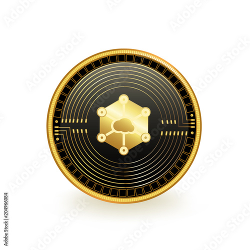 Storj Cryptocurrency Black Coin Isolated