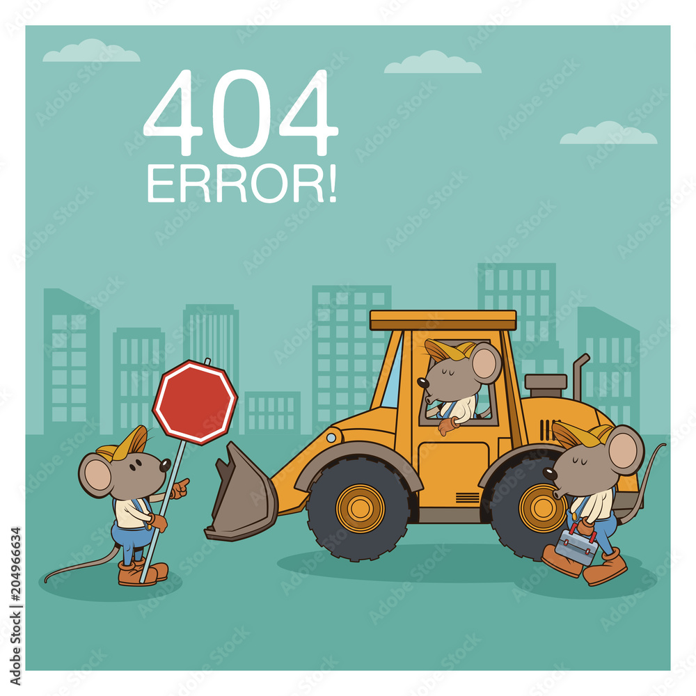 Error 404 nothing found banner with worker mouses under construction cartoons vector illustration graphic design Error 404 nothing found banner with worker mouses under construction cartoons vector illustration graphic design