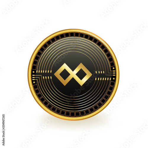 TenX Cryptocurrency Black Coin Isolated