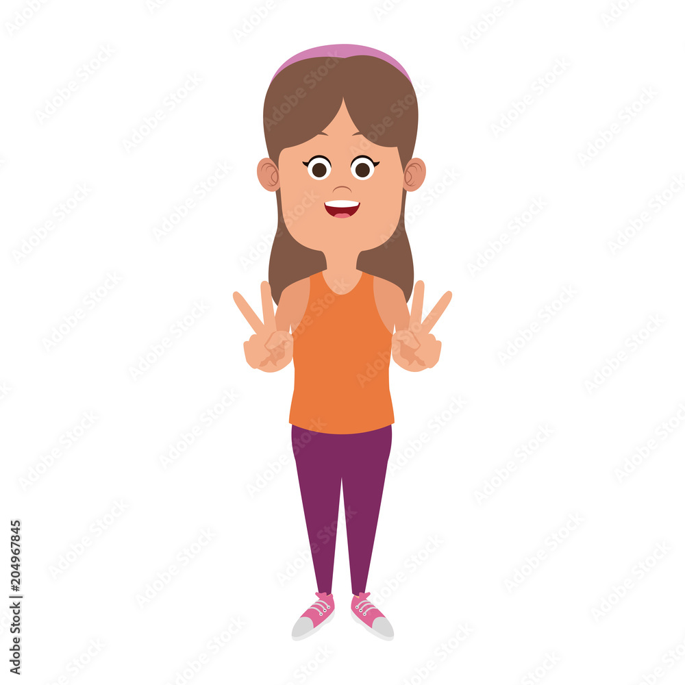 Beautiful girl doing peace symbol vector illustration graphic design Beautiful girl doing peace symbol vector illustration graphic design