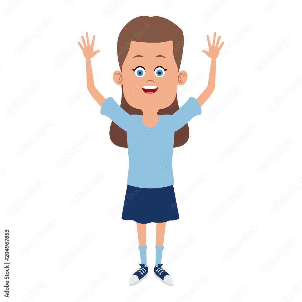 Happy girl with hands up vector illustration graphic design Happy girl with hands up vector illustration graphic design