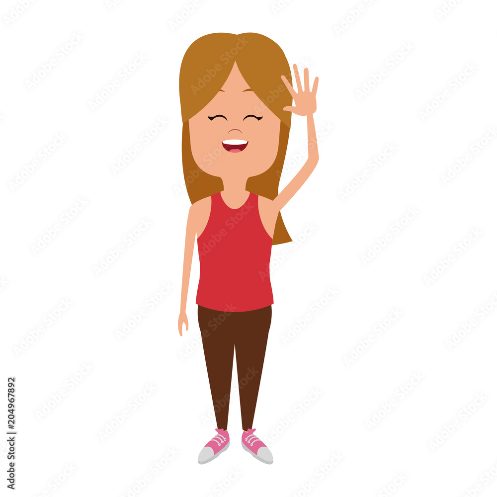 Beautiful girl with hand up vector illustration graphic design Beautiful girl with hand up vector illustration graphic design