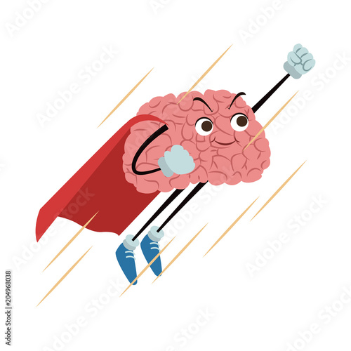 Funny superhero brain cartoon vector illustration graphic design