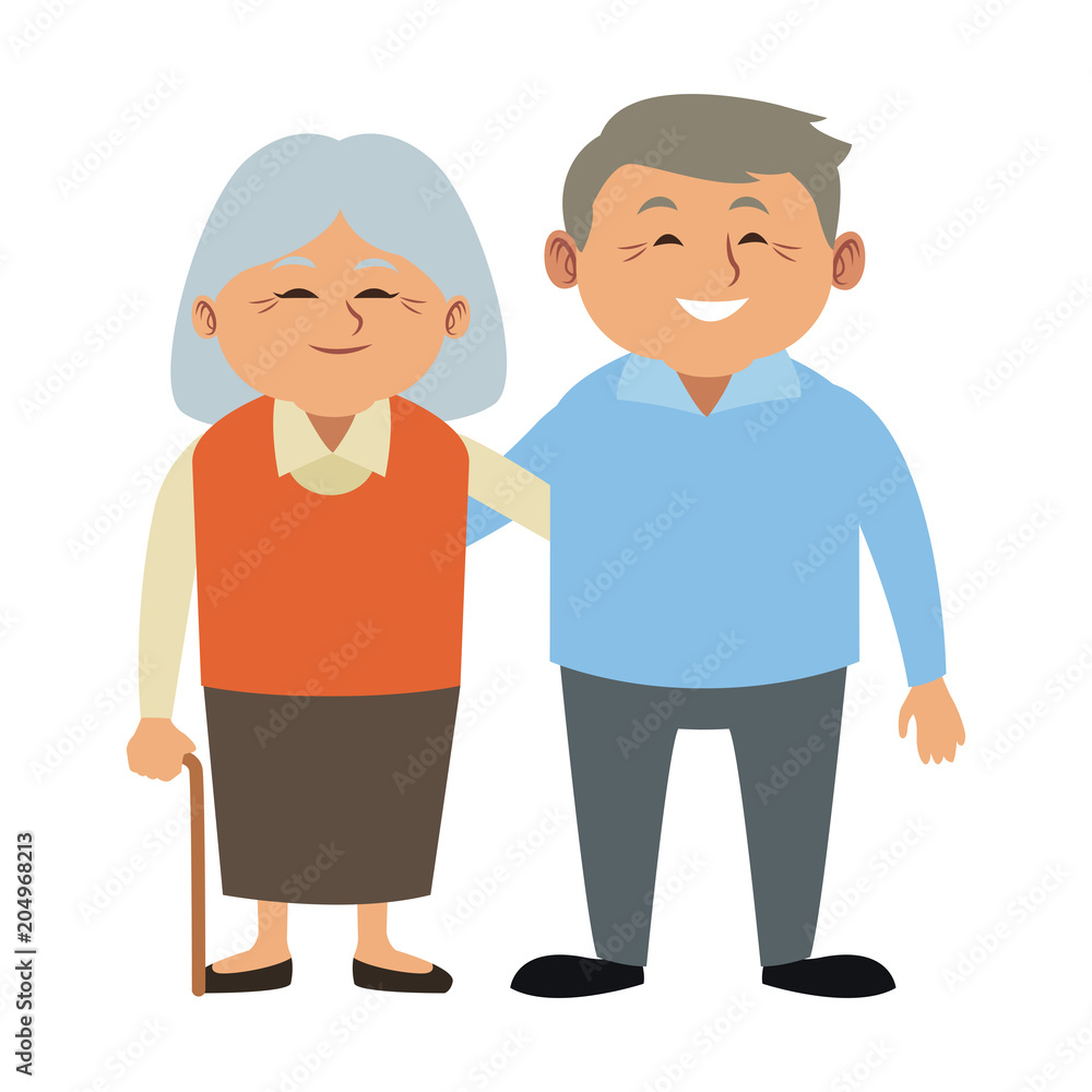 Cute grandparents couple cartoon vector illustration graphic design