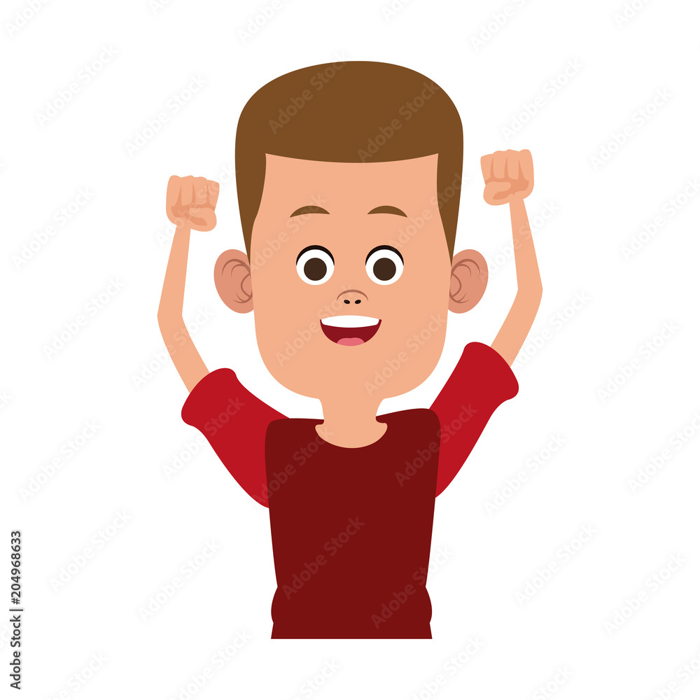 Cute boy with hands up vector illustration graphic design Cute boy with hands up vector illustration graphic design