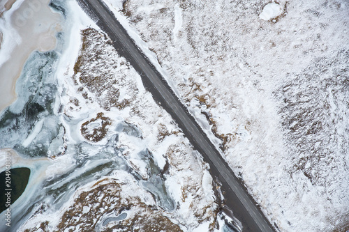 Iceland highway from above