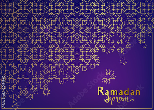 Ramadan background with islamic mosque arabian pattern on purple backdrop
