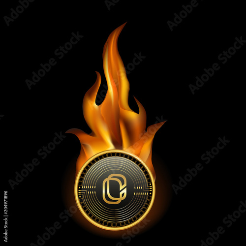 Centrality Cryptocurrency Coin On Fire Background