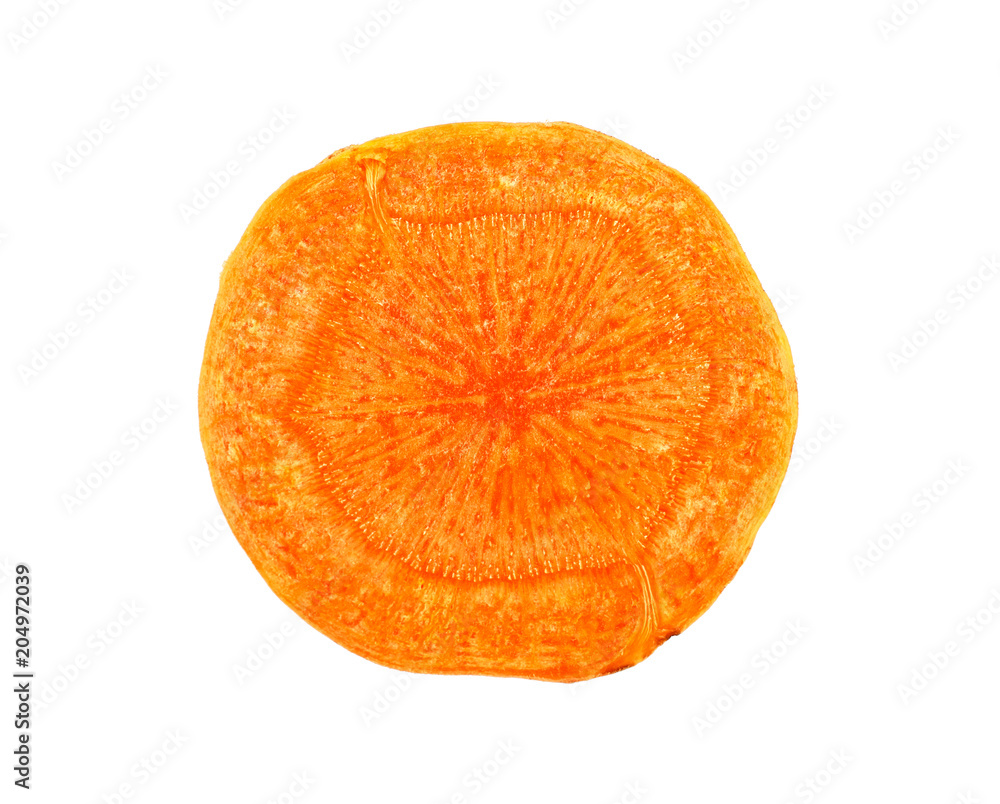 Carrot slice on a white background Carrot slice on a white background