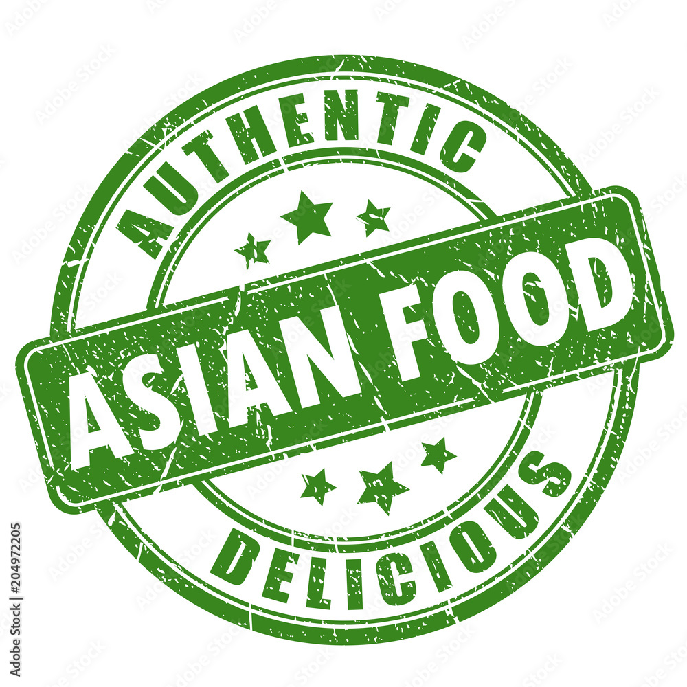 Authentic asian food vector stamp - obrazy, fototapety, plakaty 