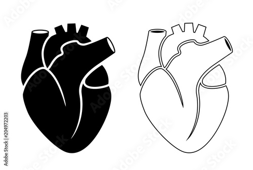 Black silhouette icon of human heart