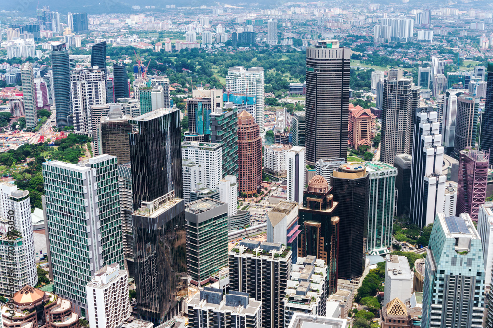 Modern city in Kuala Lumpur with skyscrapers