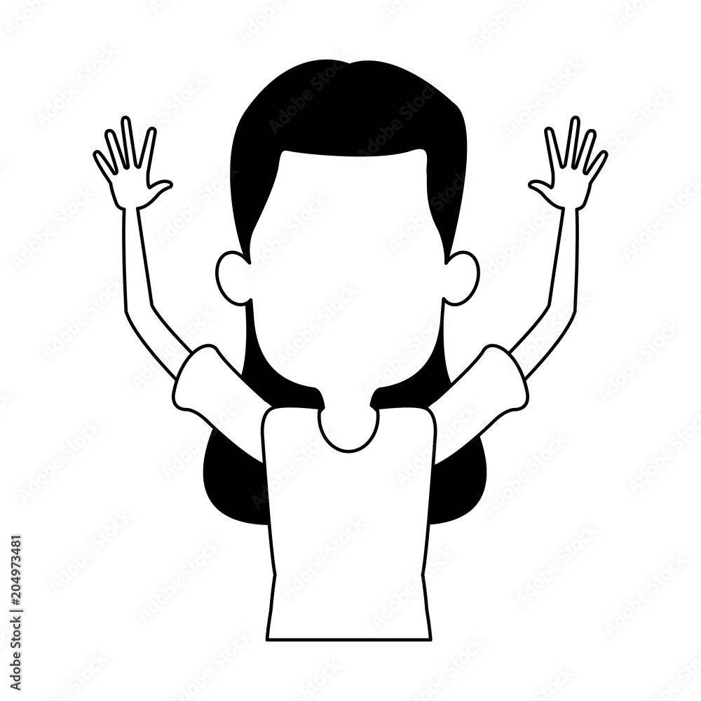 Happy girl with hands up vector illustration graphic design Happy girl with hands up vector illustration graphic design