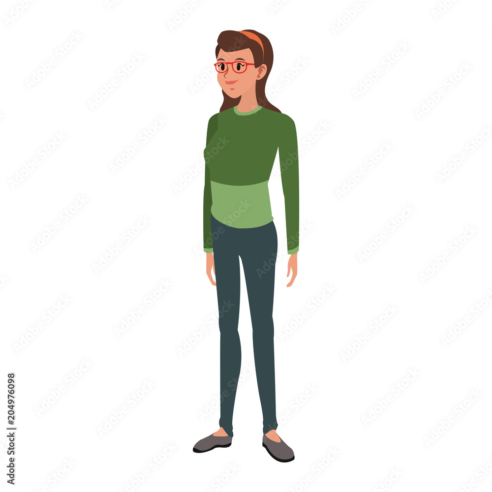 Young woman cartoon with casual clothes vector illustration graphic design