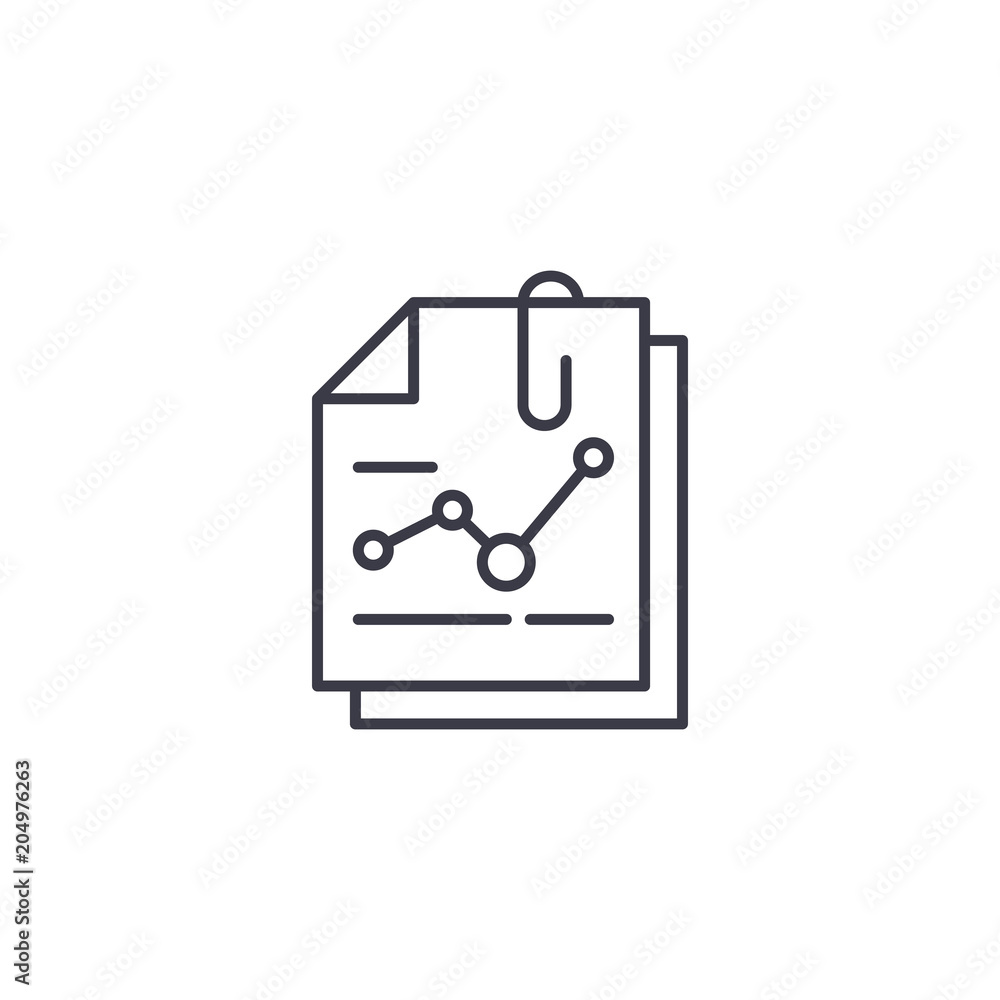 Analytical report linear icon concept. Analytical report line vector sign, symbol, illustration. Analytical report linear icon concept. Analytical report line vector sign, symbol, illustration.
