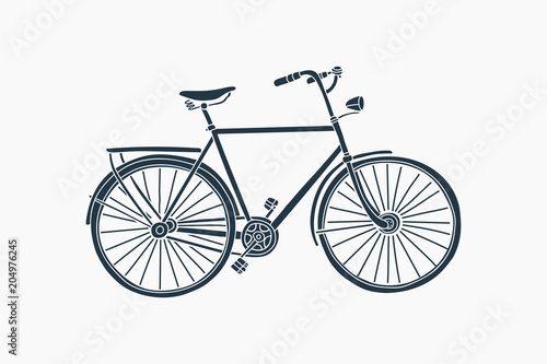 Handmade drawing of city bicycle on white background. Vector illustration.