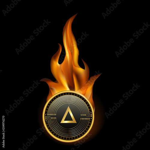 Salt Cryptocurrency Coin On Fire Background