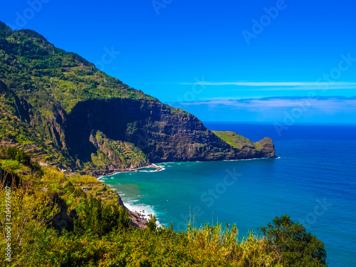 Beautiful coastline of Madeira island  seascape background - Portugal