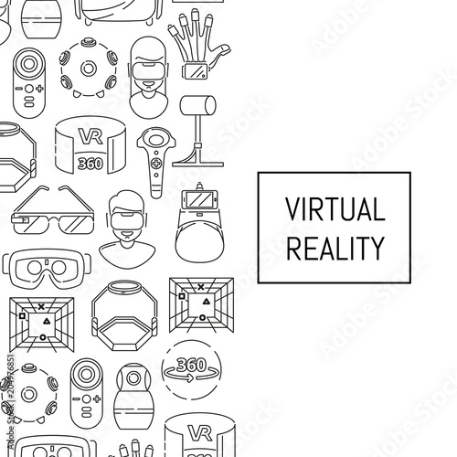 Vector background with linear style virtual reality elements and place for text