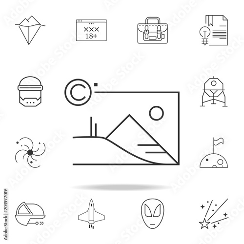 copyrights to the picture icon. Detailed set of web icons and signs. Premium graphic design. One of the collection icons for websites, web design, mobile app