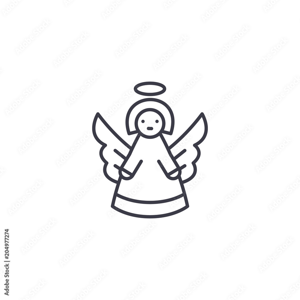Angel linear icon concept. Angel line vector sign, symbol, illustration.