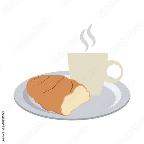 Bread and coffee breakfast vector illustration graphic design