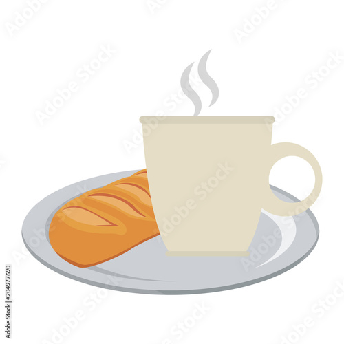 Bread and coffee breakfast vector illustration graphic design