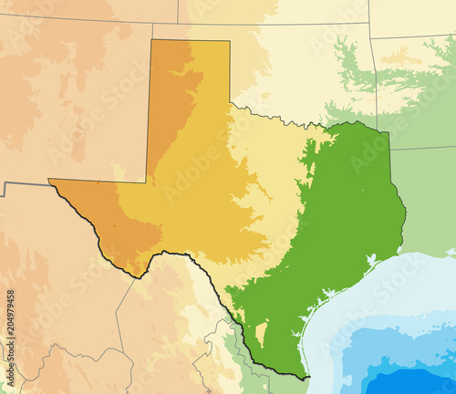 Texas physical map.