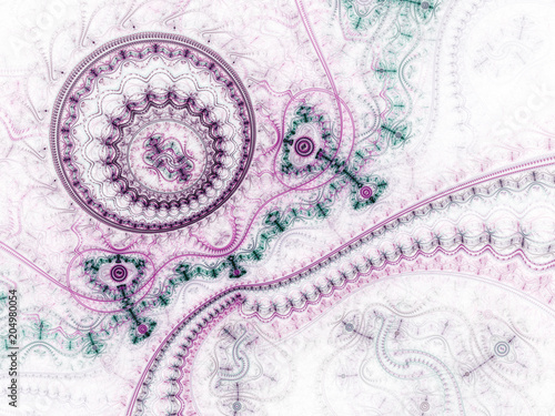 Purple fractal clockwork, digital artwork for creative graphic design