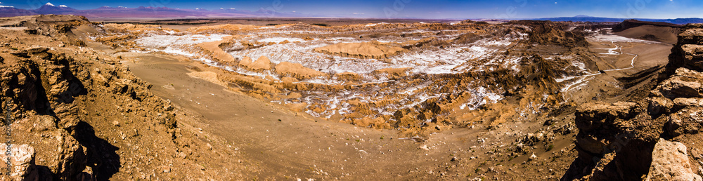 Panoramic view over Moon Valley at Atacama Desert, Chile