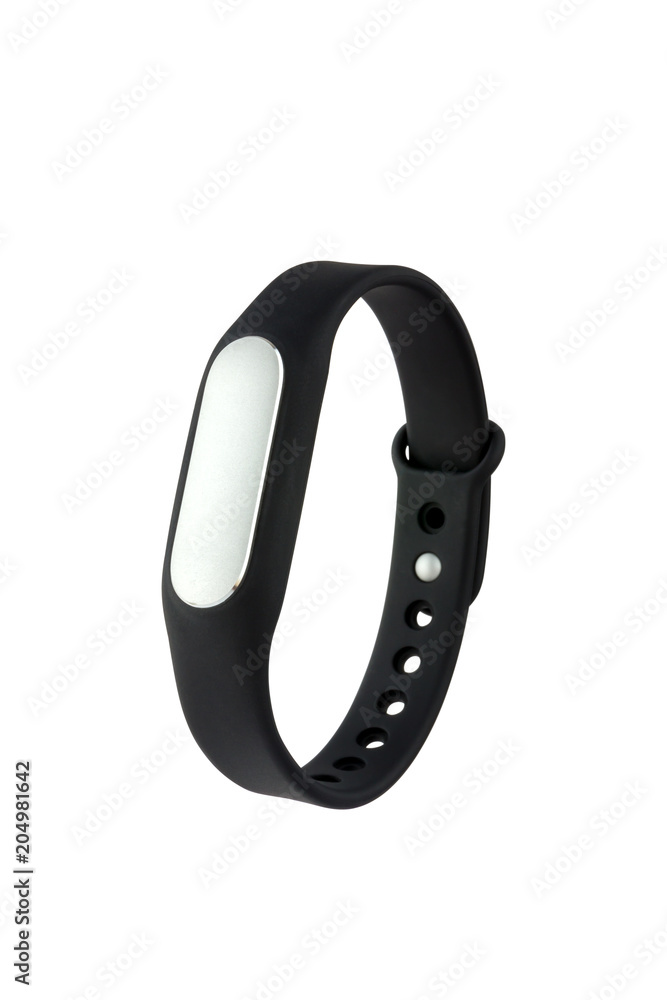 Fitness bracelet on white background. Smart bracelet pedometer close-up on a white background. Fitness bracelet on white background. Smart bracelet pedometer close-up on a white background.