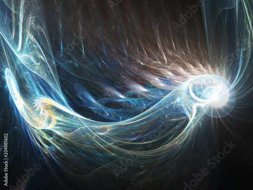 Abstract blue fractal space nebula, digital artwork for creative graphic design
