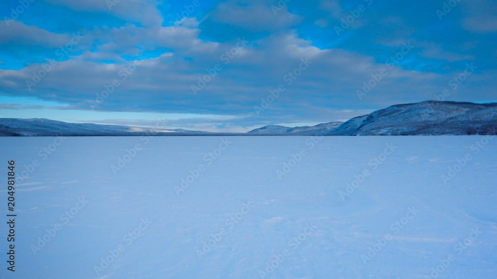 Fototapeta premium crosscountry skiing in northern lapland beautiful nature