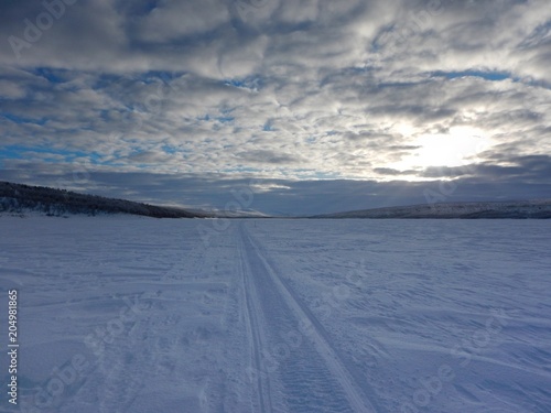 crosscountry skiing in northern lapland beautiful nature