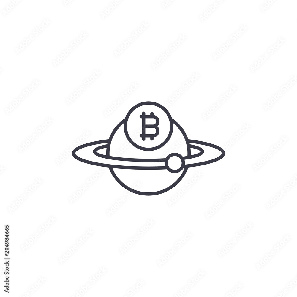 Bitcoins in circulation linear icon concept. Bitcoins in circulation line vector sign, symbol, illustration. Bitcoins in circulation linear icon concept. Bitcoins in circulation line vector sign, symbol, illustration.