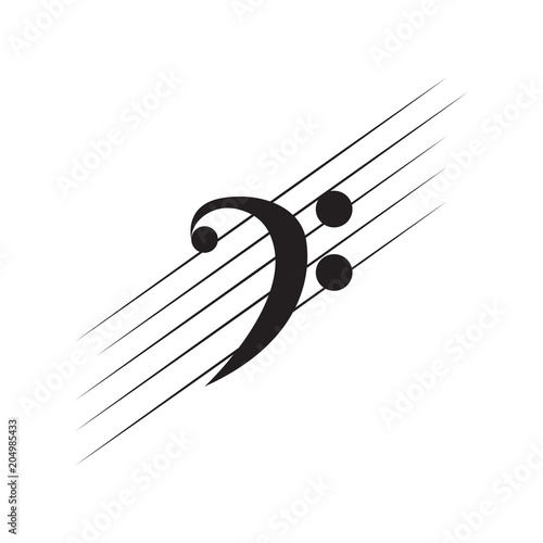 Isolated bass clef note on a pentagram