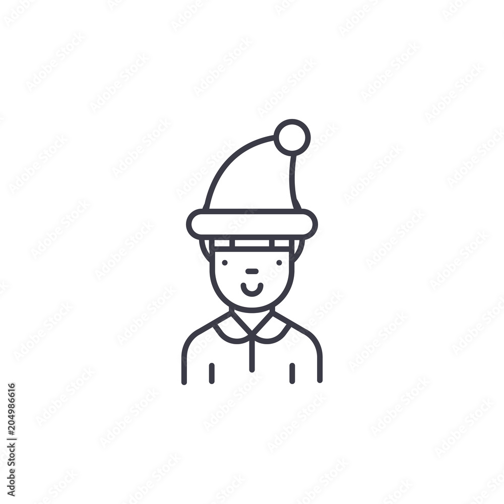 Boy in winter hat linear icon concept. Boy in winter hat line vector sign, symbol, illustration. Boy in winter hat linear icon concept. Boy in winter hat line vector sign, symbol, illustration.