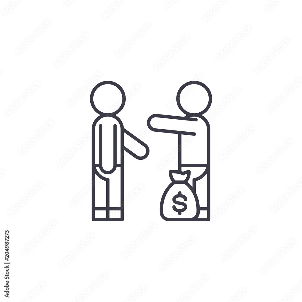Bribery payment linear icon concept. Bribery payment line vector sign, symbol, illustration.