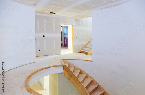 Valokuva Construction building new home interior drywall of gypsum wall with joints