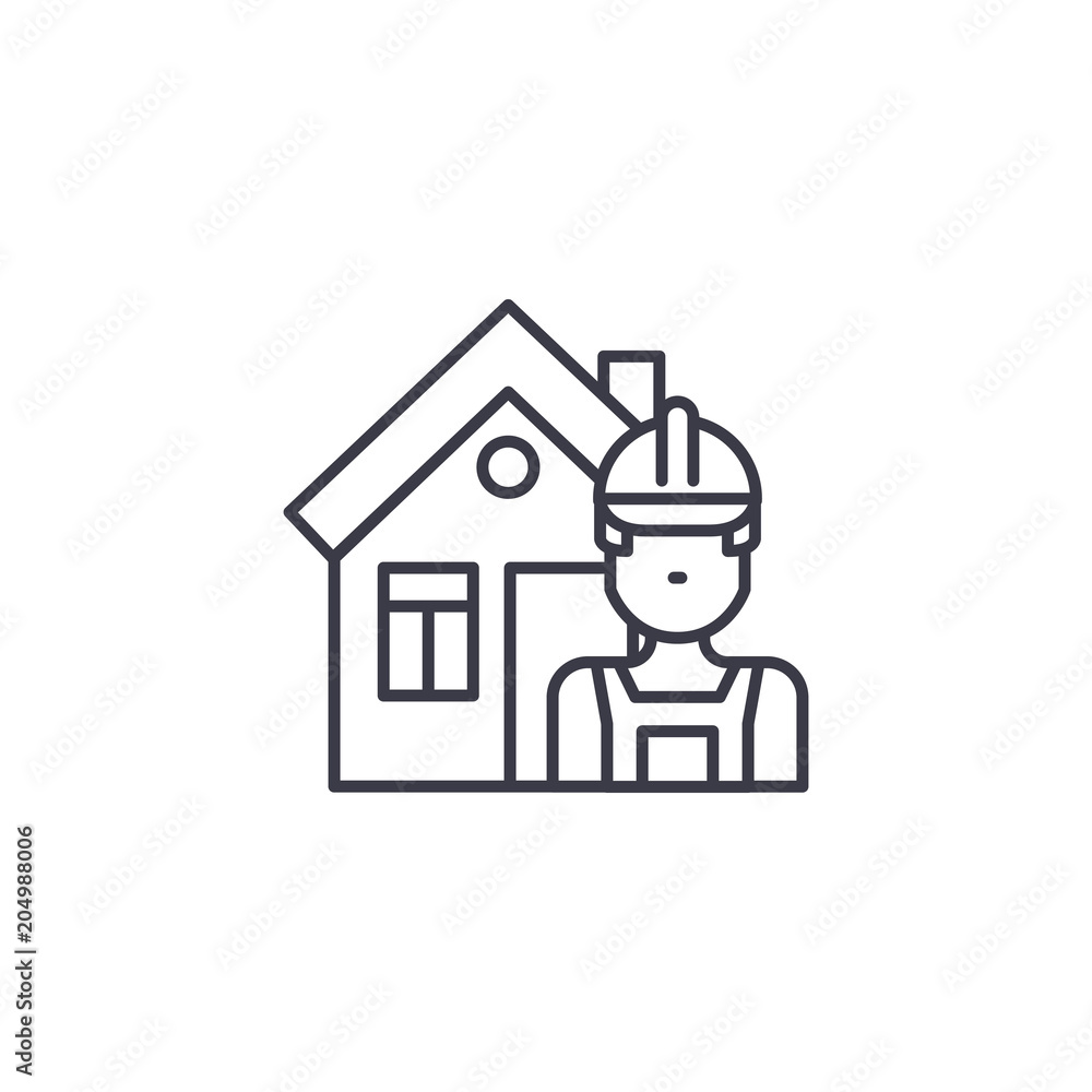 Builder linear icon concept. Builder line vector sign, symbol, illustration. Builder linear icon concept. Builder line vector sign, symbol, illustration.