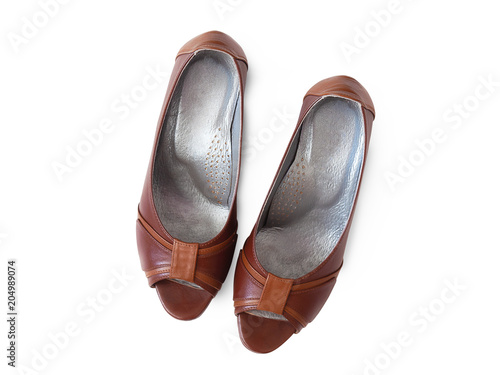 Stylish women's shoes brown.(clipping path)