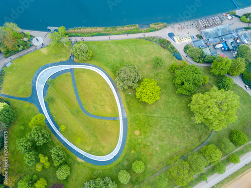 Aerial view of the princess Diana memorial park in Hyde park in London. photo