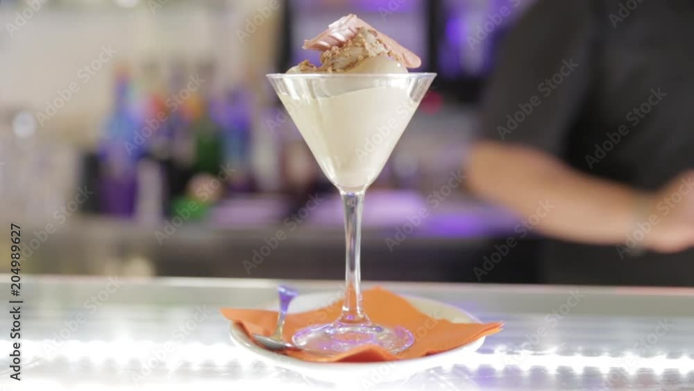Close up, mousse in martini glass Close up, mousse in martini glass