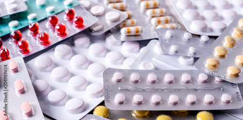 Colorful of  capsule pills in blister pack