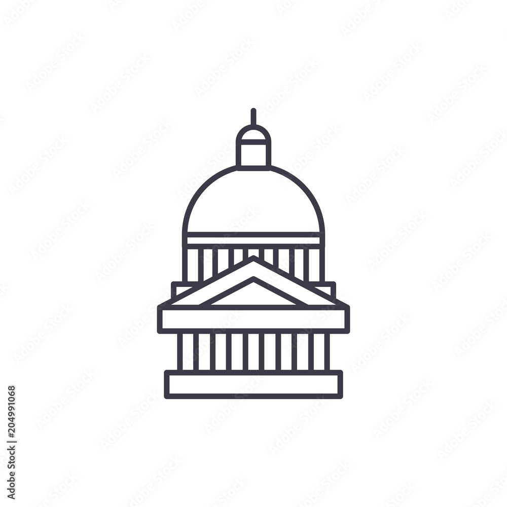 Capitol linear icon concept. Capitol line vector sign, symbol, illustration.