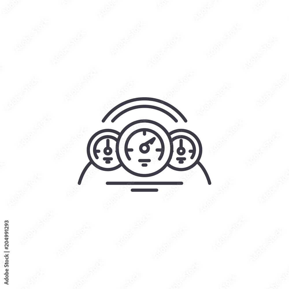Car dashboard linear icon concept. Car dashboard line vector sign, symbol, illustration. Car dashboard linear icon concept. Car dashboard line vector sign, symbol, illustration.
