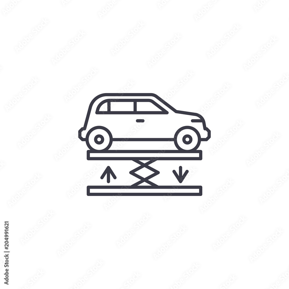 Car lift linear icon concept. Car lift line vector sign, symbol, illustration.